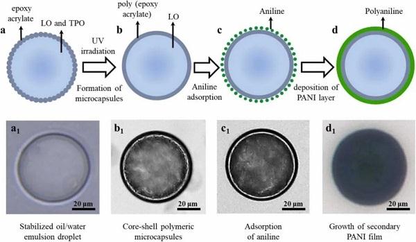 聚苯胺双层微胶囊的制备示意图