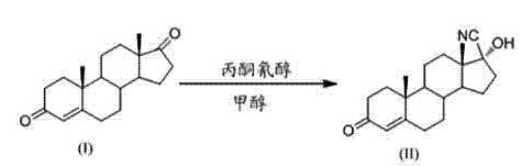 丙酮氰醇对4-雄烯-二酮（I）的羰基进行氰基化