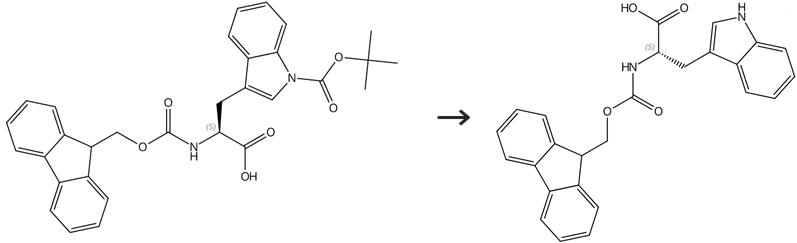 N-alpha-芴甲氧羰基-N-in-叔丁氧羰基-L-色氨酸的脱保护反应