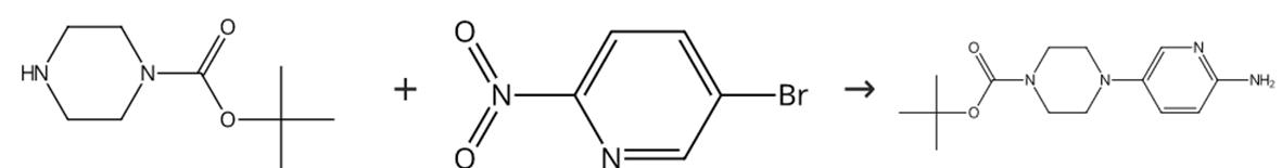 图2 4-(6-氨基吡啶-3-基)哌嗪-1-羧酸叔丁酯的合成路线