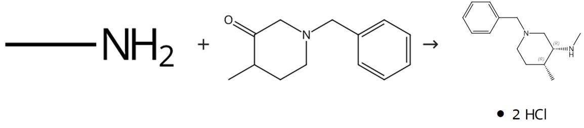 (3R，4R)-N，4-二甲基-1-(苯基甲基)-3-哌啶胺盐酸盐的合成路线
