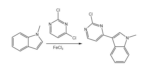3-(2-氯嘧啶-4-基)-1-甲基吲哚反应方程式