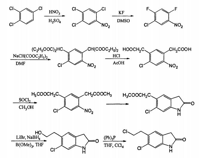 5-(2-氯乙基)-6-氯-1,3-二氢-吲哚-2-(2H)-酮的一种合成方法