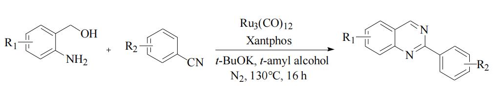 邻氨基苄醇与腈合成喹唑啉