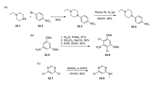 Synthesis of Aniline-Containing Building Blocks (a) 32.4, (b) 32.6, and (c) 32.8