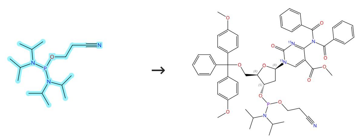双(二异丙基氨基)(2-氰基乙氧基)膦的取代反应