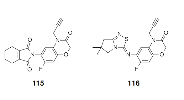Flumioxazin (115) and thidiazimin (116).
