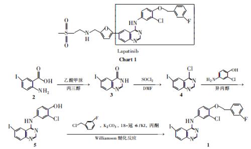 N-[3-氯-4-(3-氟苄氧基)苯基]-6-碘喹唑啉-4-胺的合成.png