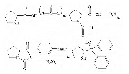 (R)-(-)-2-[羟基(二苯基)甲基]-1-甲基吡咯烷合成路线图