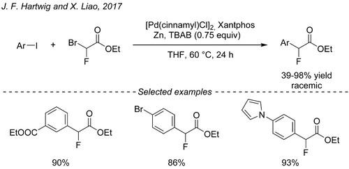 钯催化溴氟乙酸酯与芳基碘化物在锌金属存在下的还原交叉偶联.jpg