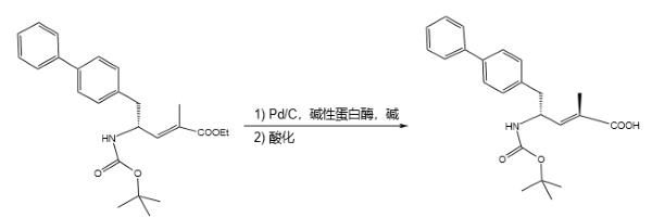 (R,E)-5-([1,1'-联苯]-4-基)-4-((叔丁氧羰基)氨基)-2-甲基-2-戊烯酸的合成.png