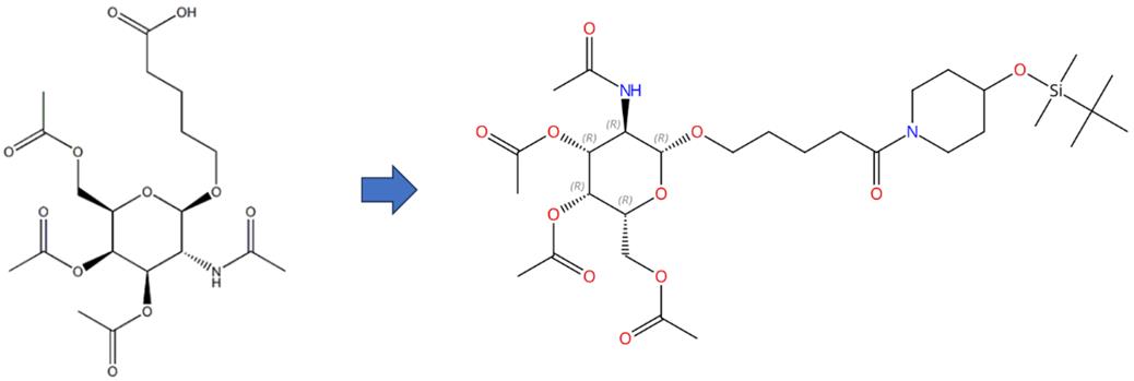 5-[[(2R,3R,4R,5R,6R)-3-乙酰氨基-4,5-二乙酰氧基-6-(乙酰氧基甲基)-2-四氢吡喃基]氧基]戊酸的酰胺化反应