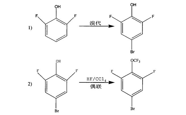 3,5-二氟-4-(三氟甲氧基)溴苯反应式