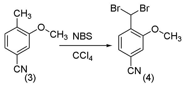2-甲氧基-4-氰基二溴甲基苯的合成