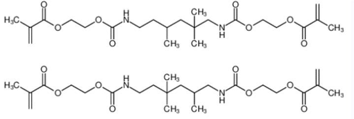 二脲烷二甲基丙烯酸酯异构体混合物的化学结构式
