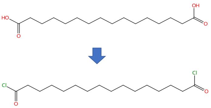 十六碳二酸的酰氯化反应