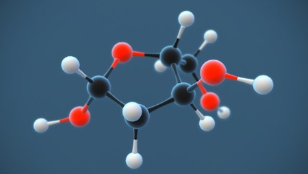 2-Deoxy-D-ribose ball and stick model