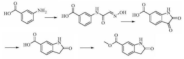 2-氧化吲哚-6-甲酸甲酯的制备路线