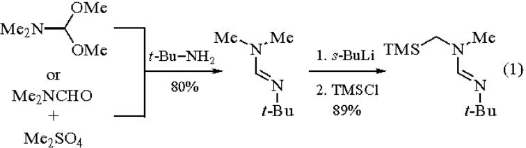 N-METHYL-N-TRIMETHYLSILYLMETHYL-N'-TERT-BUTYLFORMAMIDINE synthesis route