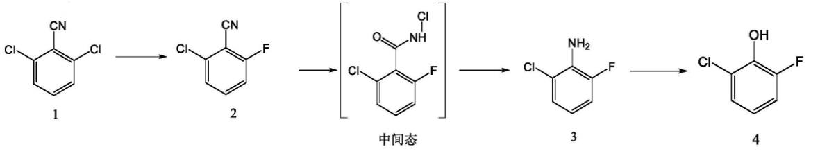 2-氯-6-氟苯酚反应式