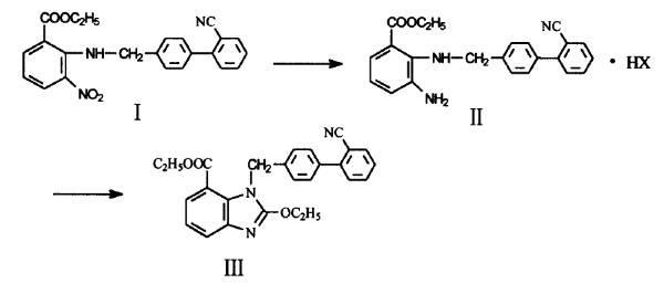 1-[(2'-氰基联苯-4-基)甲基]-2-乙氧基-1H-苯并咪唑-7-甲酸甲酯的合成.png