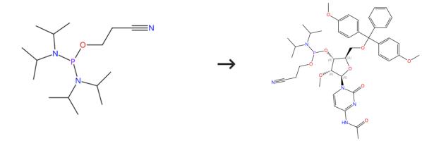 N-乙酰基-5'-O-(4,4-二甲氧基三苯甲基)-2'-O-甲基胞苷-3'-(2-氰基乙基-N,N-二异丙基)亚磷酰胺的制备与水解反应