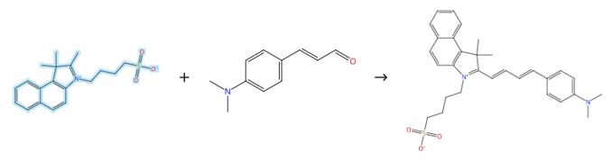 1,1,2-三甲基-3-(4-磺酸丁基)-1H-苯并[E]吲哚内盐的缩合反应