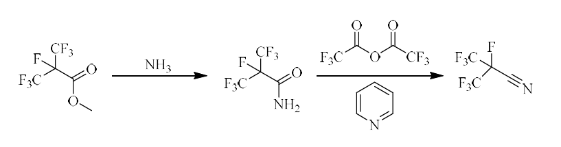 Dehydration of perfluoroisobutylamide