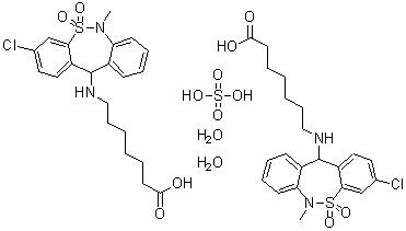 CAS # 1224690-84-9, 7-[(3-Chloro-6,11-dihydro-6-methyl-5,5-dioxidodibenzo[c,f][1,2]thiazepin-11-yl)amino]heptanoic acid sulfate hydrate (2:1:2)