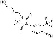 CAS # 154992-24-2, RU 58841, 4-(4,4-Dimethyl-2,5-dioxo-3-(4-hydroxybutyl)1-imidazolidinyl)-2-(trifluoromethyl)benzonitrile, 4-[3-(4-Hydroxybutyl)-4,4-dimethyl-2,5-dioxo-1-imidazolidinyl]-2-(trifluoromethyl)benzonitrile