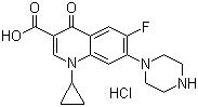 CAS # 86483-48-9, Ciprofloxacin hydrochloride, 1-Cyclopropyl-6-fluoro-1,4-dihydro-4-oxo-7-(1-piperazinyl)-3-quinolinecarboxylic acid hydrochloride