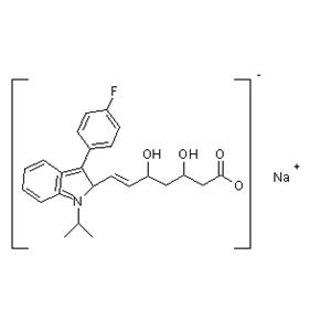 Sodium(+-) (E)-3,5-dihydroxy-7-[3'-(4"-fluorophenyl)-1'-methylethyl-indol-2'-yl] hept-6-enoate
