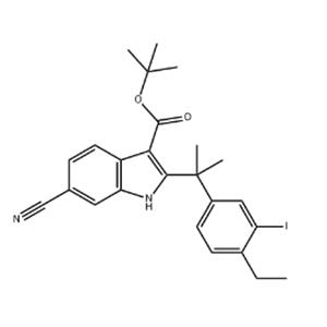 tert-Butyl 6-cyano-2-(2-(4-ethyl-3-iodophenyl)propan-2-yl)-1H-indole-3-carboxylate