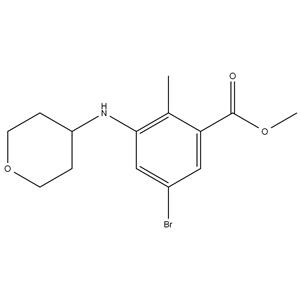 Benzoic acid, 5-broMo-2-Methyl-3-[(tetrahydro-2H-pyran-4-yl)aMino]-, Methyl ester