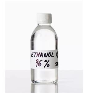 Anhydrous, clear liquid ethanol