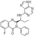 CAS # 870281-82-6, 5-Fluoro-3-phenyl-2-[(1S)-1-(9H-purin-6-ylamino)propyl]-4(3H)-quinazolinone