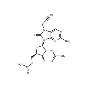 2-Amino-7-propargyl-7,8-dihydro-8-oxo-9-(beta-D-2,5-di-O-acetyl-3-deoxy-3-fluoro-ribofuranosyl)purine