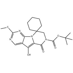 Spiro[cyclohexane-1,9'(6'H)-pyrazino[1',2':1,5]pyrrolo[2,3-d]pyrimidine]-7'(8'H)-carboxylic acid, 5'-hydroxy-2'-(methylthio)-6'-oxo-, 1,1-dimethylethyl ester