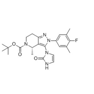 5H-Pyrazolo[4,3-c]pyridine-5-carboxylic acid, 3-(2,3-dihydro-2-oxo-1H-imidazol-1-yl)-2-(4-fluoro-3,5-dimethylphenyl)-2,4,6,7-tetrahydro-4-methyl-, 1,1-dimethylethyl ester, (4S)