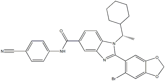 (S)-2-(6-bromobenzo[d][1,3]dioxol-5-yl)-N-(4-cyanophenyl)-1-(1-cyclohexylethyl)-1H-benzo[d]imidazole-5-carboxamide