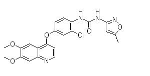 Tivozanib, AV951,N-[2-Chloro-4-[(6,7-dimethoxy-4-quinolyl)oxy]phenyl]-N'-(5-methyl-3-isoxazolyl)urea