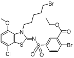 ethyl (Z)-2-bromo-5-(N-(3-(5-bromopentyl)-7-chloro-4-methoxybenzo[d]thiazol-2(3H)-ylidene)sulfamoyl)benzoate