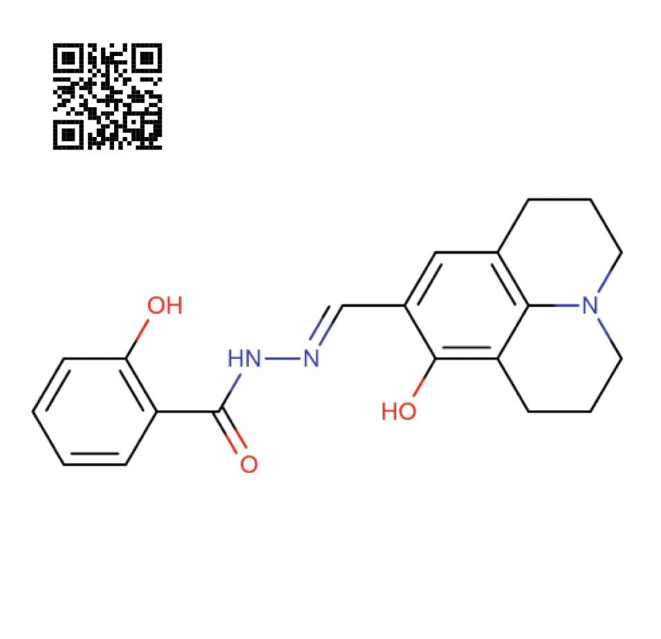 (E)-2-hydroxy-N'-((8-hydroxy-1,2,3,5,6,7-hexahydropyrido[3,2,1-ij]quinolin-9-yl)methylene)benzohydra