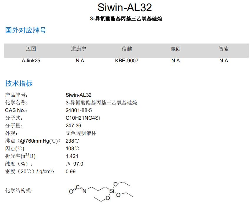 γ-异氰酸酯基丙基三乙氧基硅烷