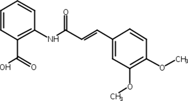 曲尼司特，N-(3,4-二甲氧基肉桂酰)氨茴酸，2-[[3-(3,4-二甲氧基苯基)-1-氧-2-丙烯基]氨基]苯甲酸
