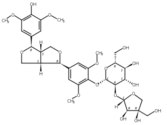 (-)-丁香树脂酚-4-O-β-D-呋喃芹糖基-(1→2)-β-D-吡喃葡萄糖苷