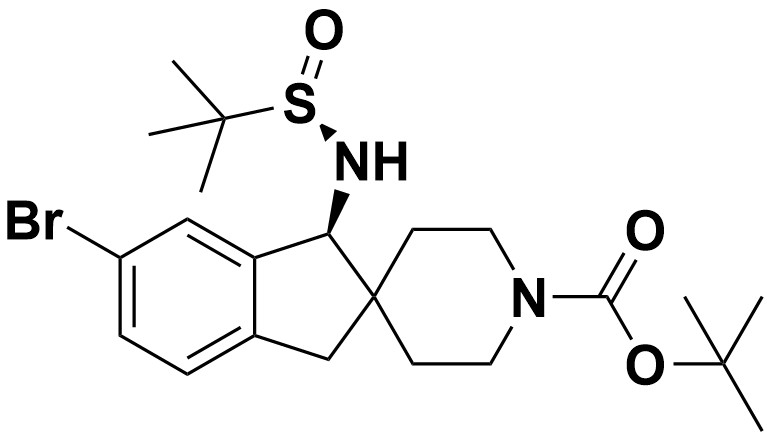 tert-butyl (S)-6-bromo-1-(((R)-tert-butylsulfinyl)amino)-1,3-dihydrospiro[indene-2,4'-piperidine]-1'-carboxylate