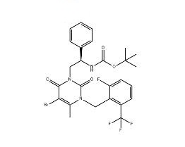 N-[(1R)-2-[5-溴-3-[[2-氟-6-(三氟甲基)苯基]甲基]-3,6-二氢-4-甲基-2,6-二氧代-1(2H)-嘧啶基]-1-苯基乙基]氨基甲酸叔丁酯