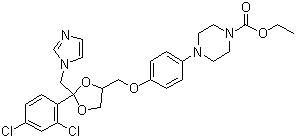 CAS # 67914-69-6 (85058-43-1), Elubiol, Dichlorophenylimidazoldioxolan, cis-4-{4-[2-(2,4-Dichlorophenyl)-2-(1H-imidazol-1-methyl)-1,3-dioxolane-4-methoxy]phenyl}piperazinecarboxylic acid ethyl ester