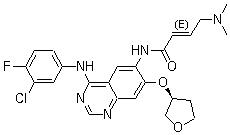 CAS # 850140-72-6, Afatinib, BIBW 2992, Tovok, (2E)-N-[4-[(3-Chloro-4-fluorophenyl)amino]-7-[[(3S)-tetrahydro-3-furanyl]oxy]-6-quinazolinyl]-4-(dimethylamino)-2-butenamide